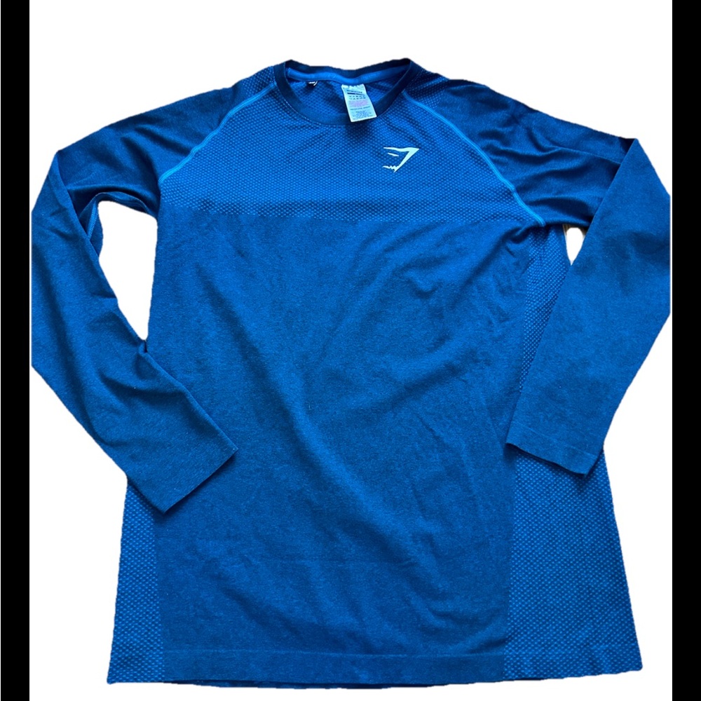 Gymshark blue long sleeve compression shirt men workout gym #fitness #activewear
